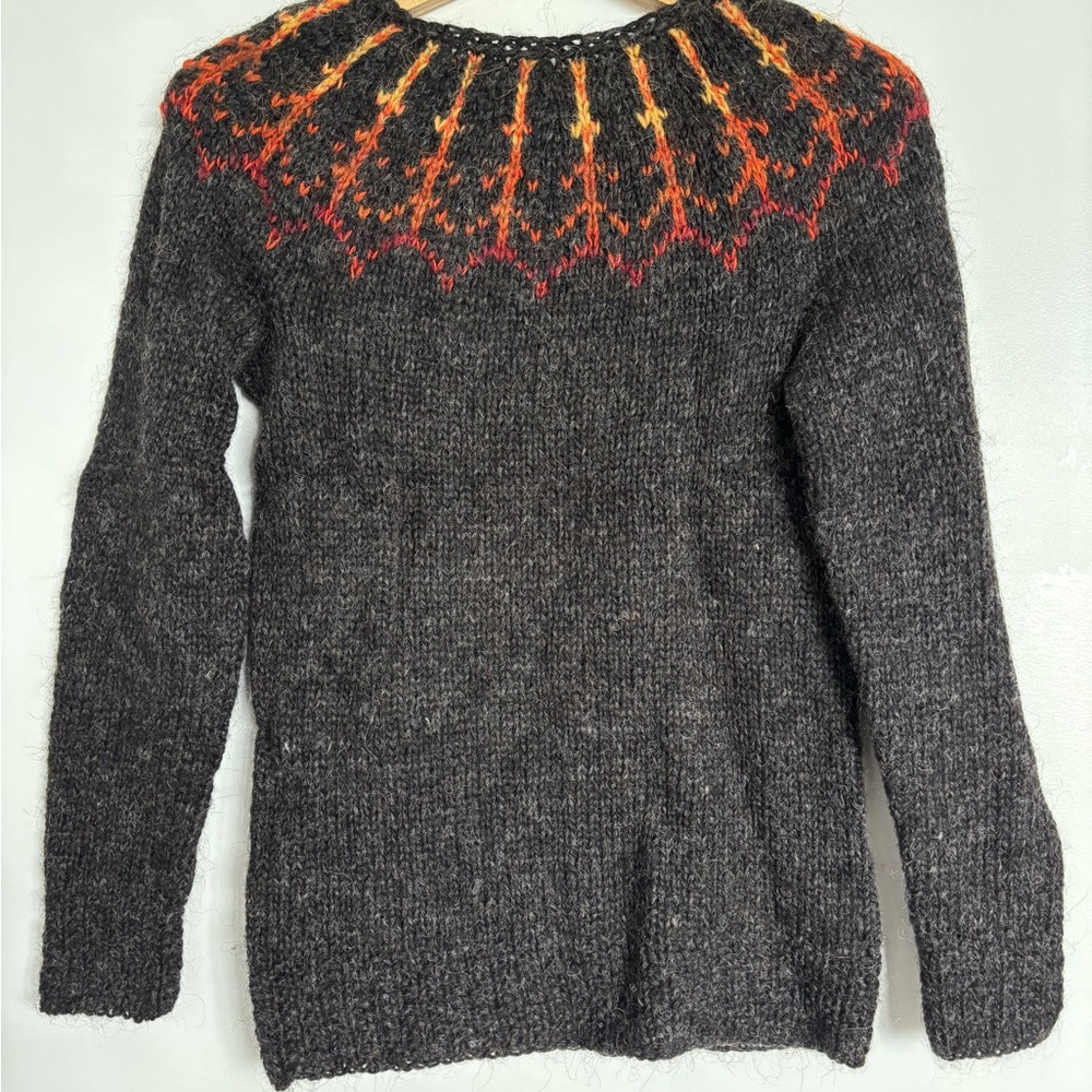 Icelandic Hand Woven Sweater with Vibrant Accents